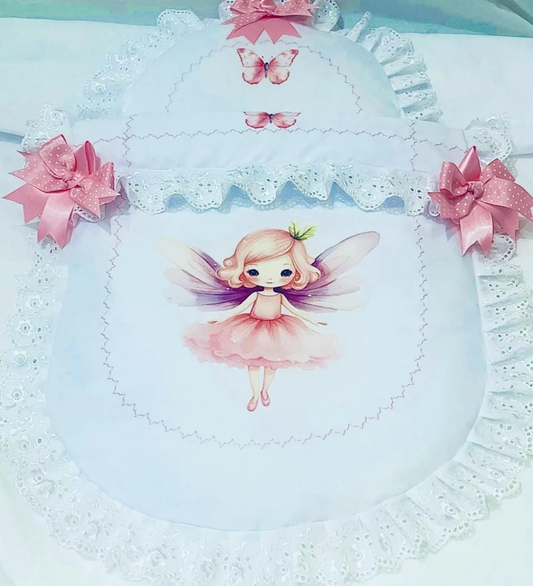 Angelina Fairy doll and Doll's Pram quilt set * Will fit modern dolls pram .and gift bag - perfect gift,