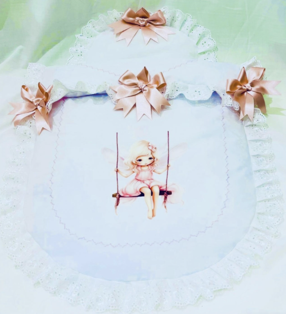 Seraphina - Fairy on a swing     Doll's Pram quilt set