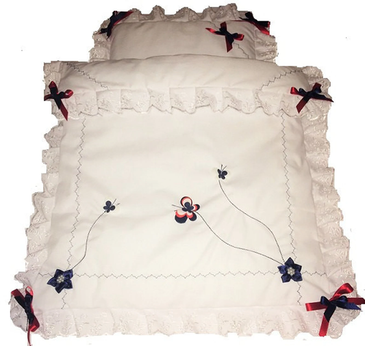 Flutterby Fancy !  Doll's Pram quilt set * Will fit Silver Cross coach built doll's pram