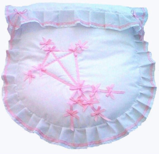 Let's go fly a Kite !  Pram Quilt set with Pink gingham ribbon Kite embellishment with ribbon strands and bows.
